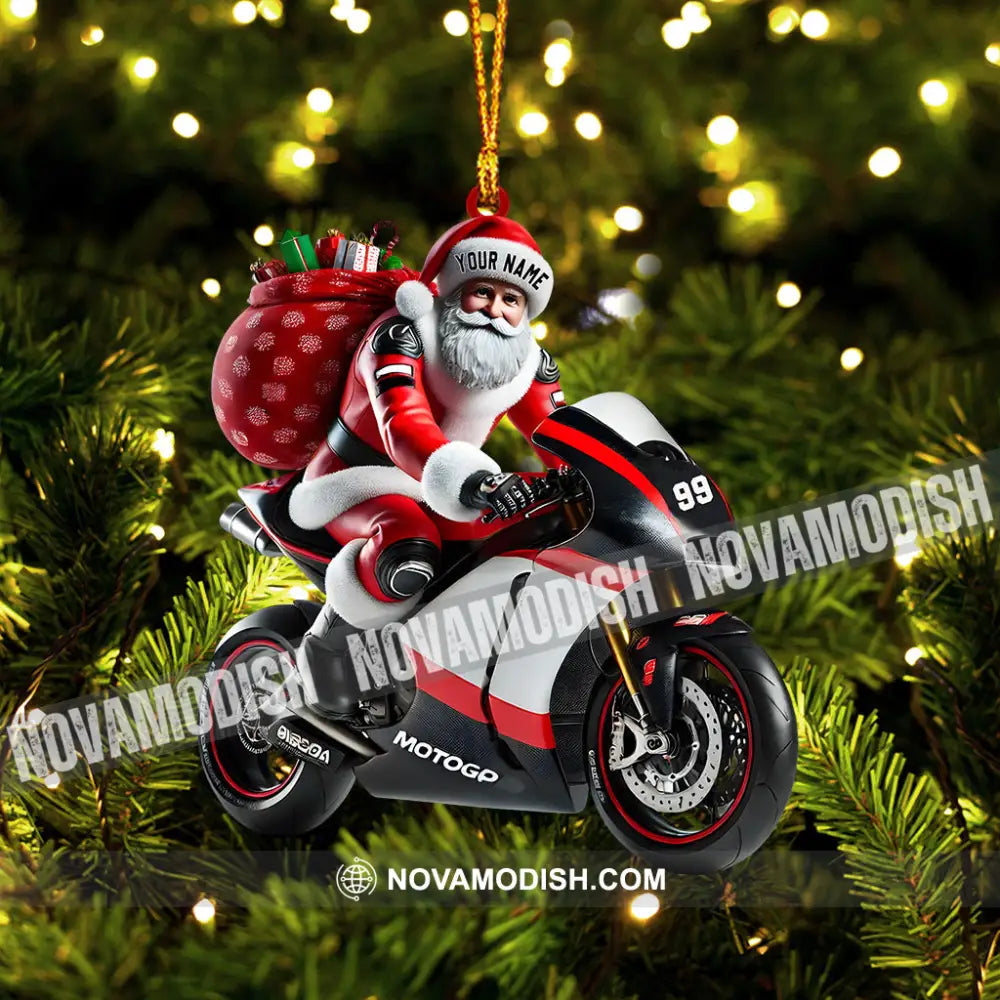 Santa Riding Motorcycle Home Decor Christmas Ornament Personalized