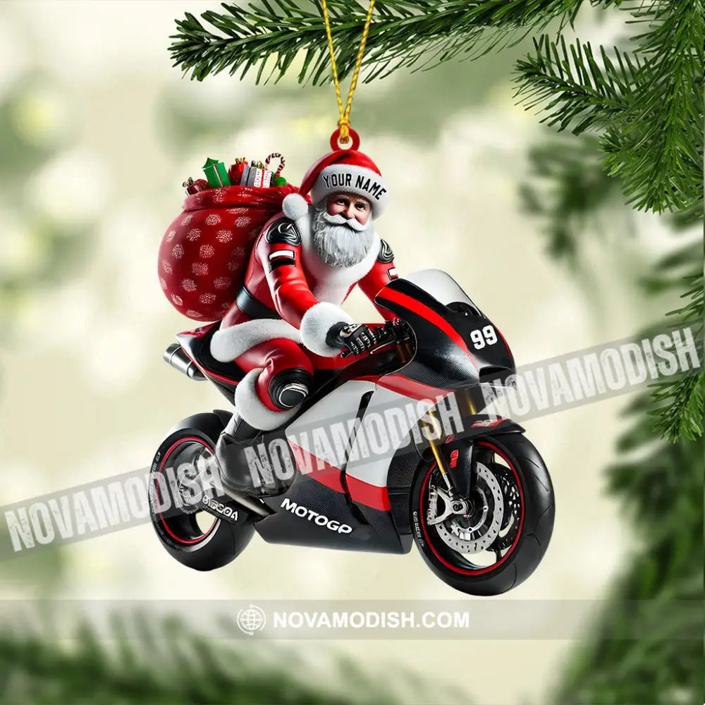 Santa Riding Motorcycle Home Decor Christmas Ornament Personalized