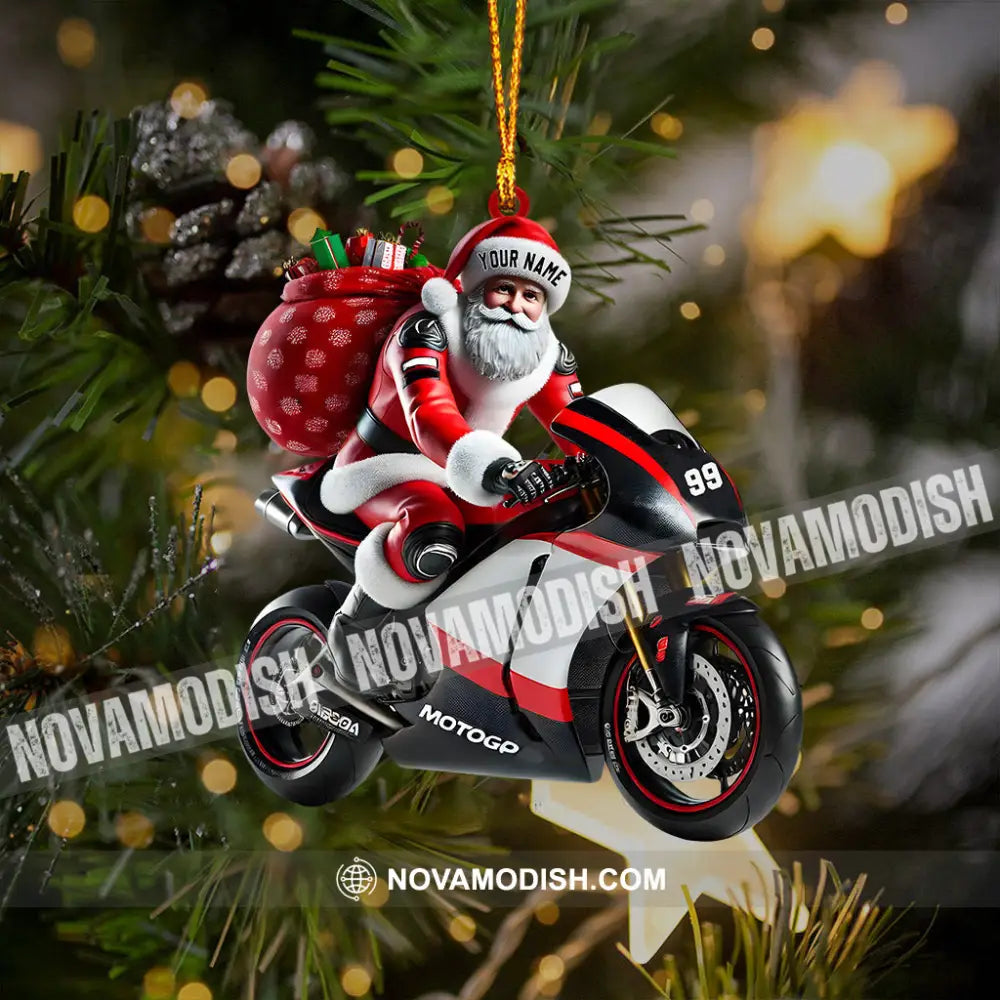 Santa Riding Motorcycle Home Decor Christmas Ornament Personalized