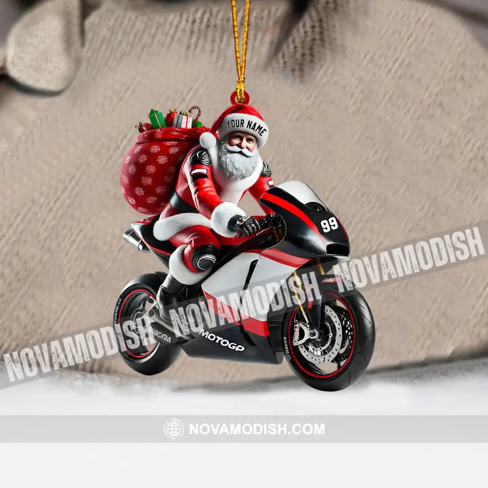 Santa Riding Motorcycle Home Decor Christmas Ornament Personalized