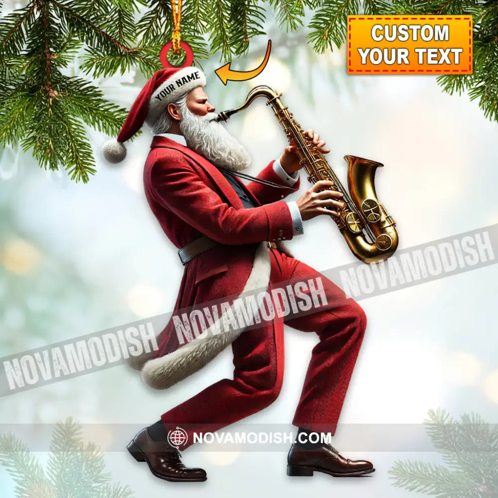 Santa Saxophone Christmas Ornament Personalized 3.54’’ / 1