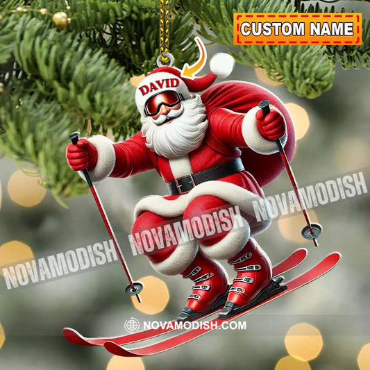 Santa Skiing Christmas Ornament Personalized 3.54’’ / 1