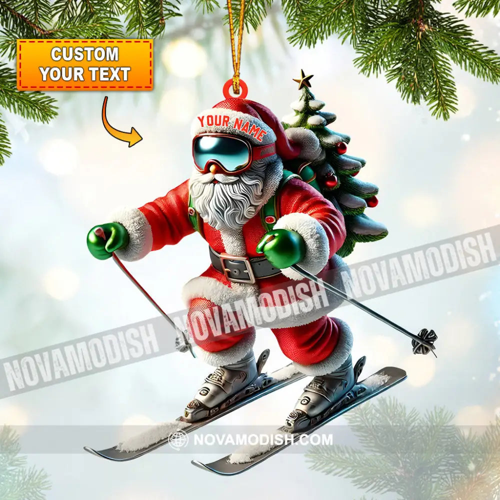 Santa Skiing Christmas Ornament Personalized 3.54’’ / 1