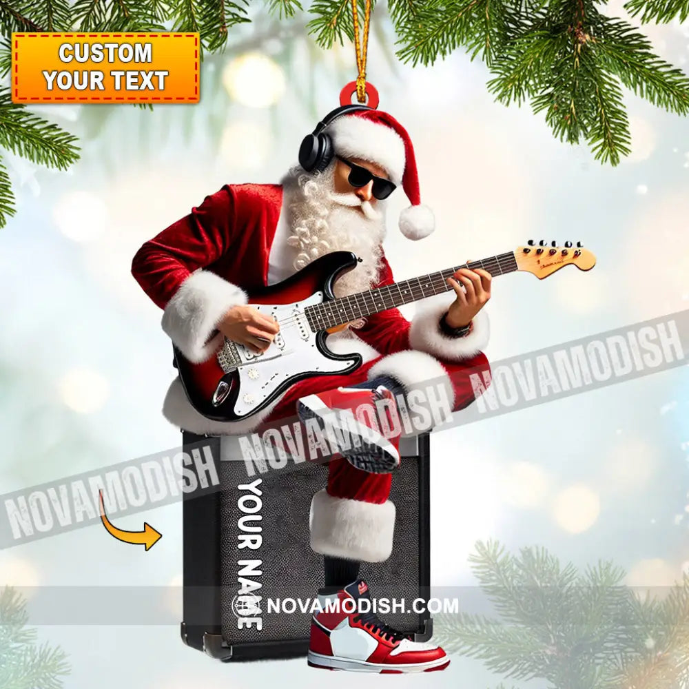 Santa Street Musician Home Decor Christmas Ornament Personalized 3.54’’ / 1