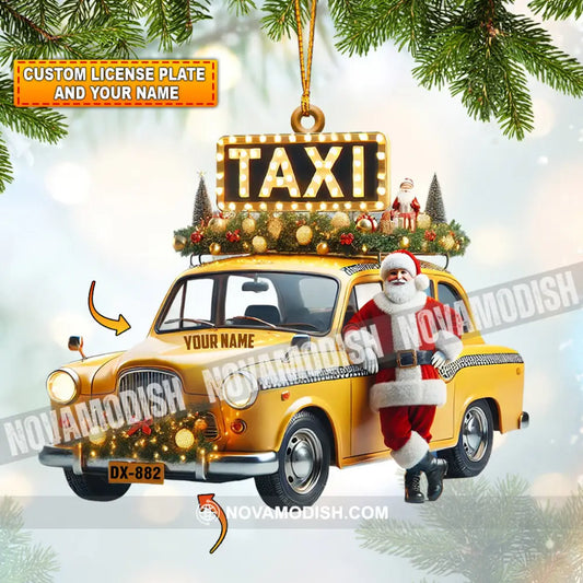 Santa Taxi Christmas Ornament Personalized 3.54’’ / 1