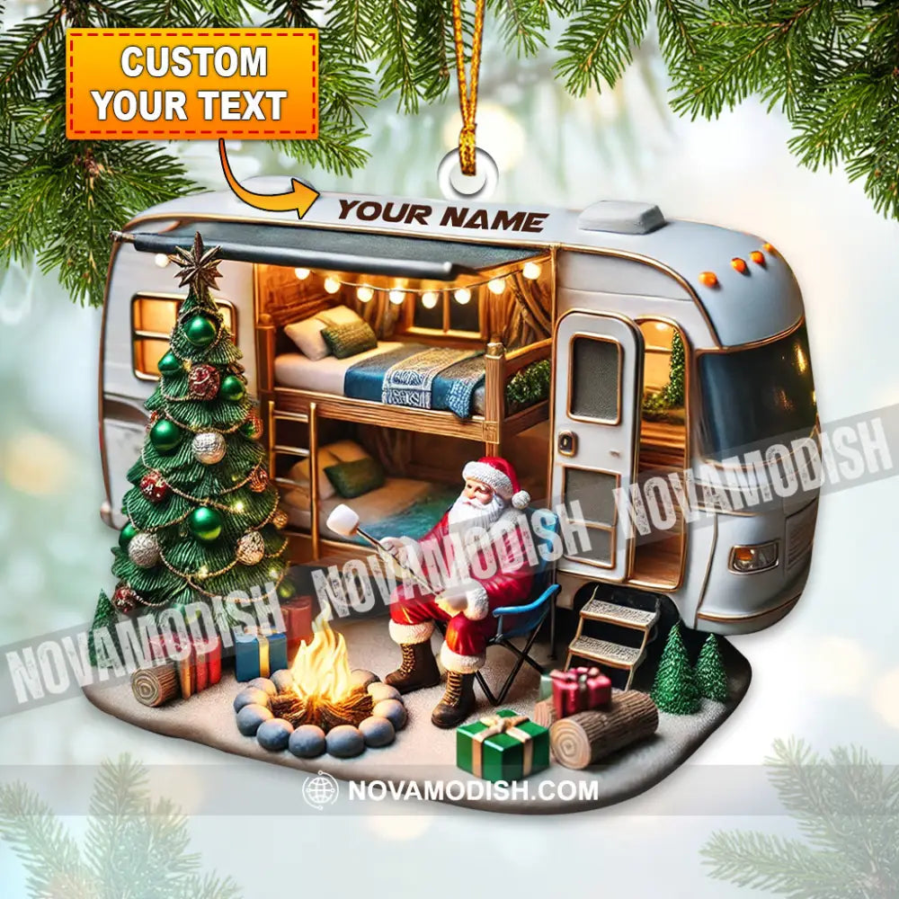 Santa Trailer Christmas Ornament Personalized 3.54’’ / 1