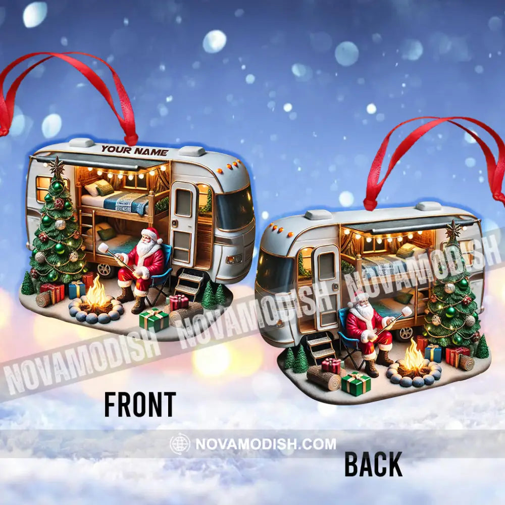 Santa Trailer Christmas Ornament Personalized