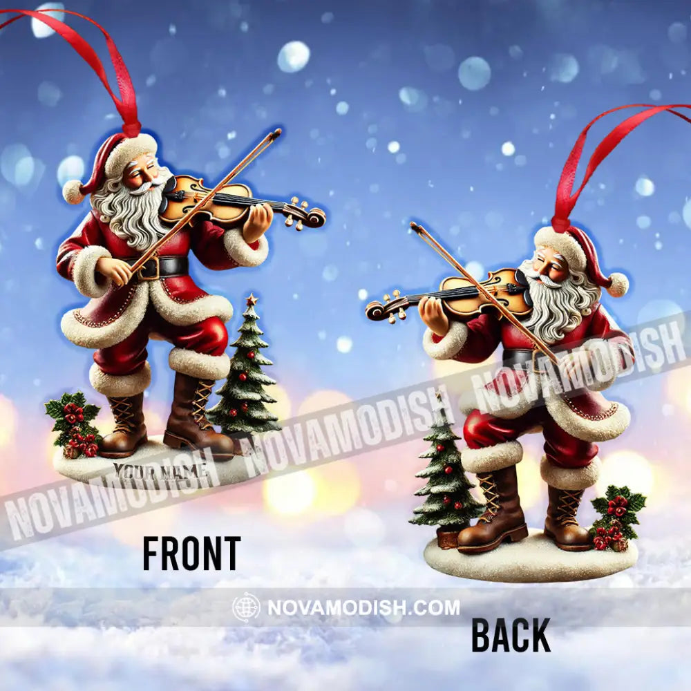 Santa Violin Christmas Ornament Personalized