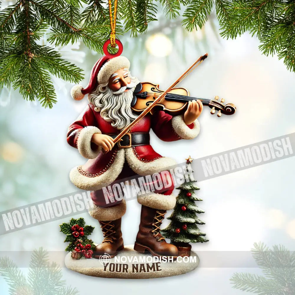 Santa Violin Christmas Ornament Personalized