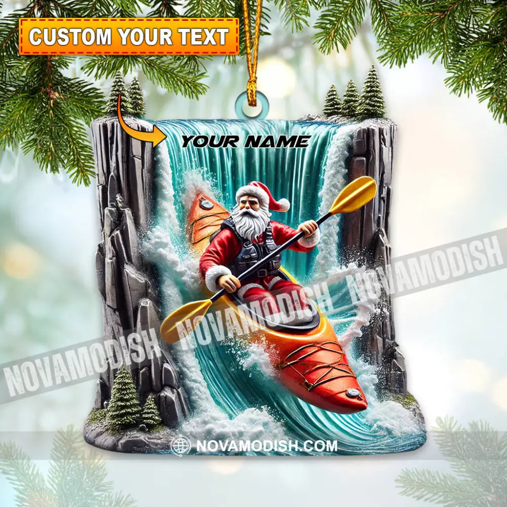 Santa White Water Rafting Christmas Ornament Personalized 3.54’’ / 1