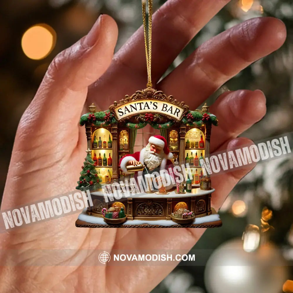 Santa’s Bar Christmas Ornament Personalized