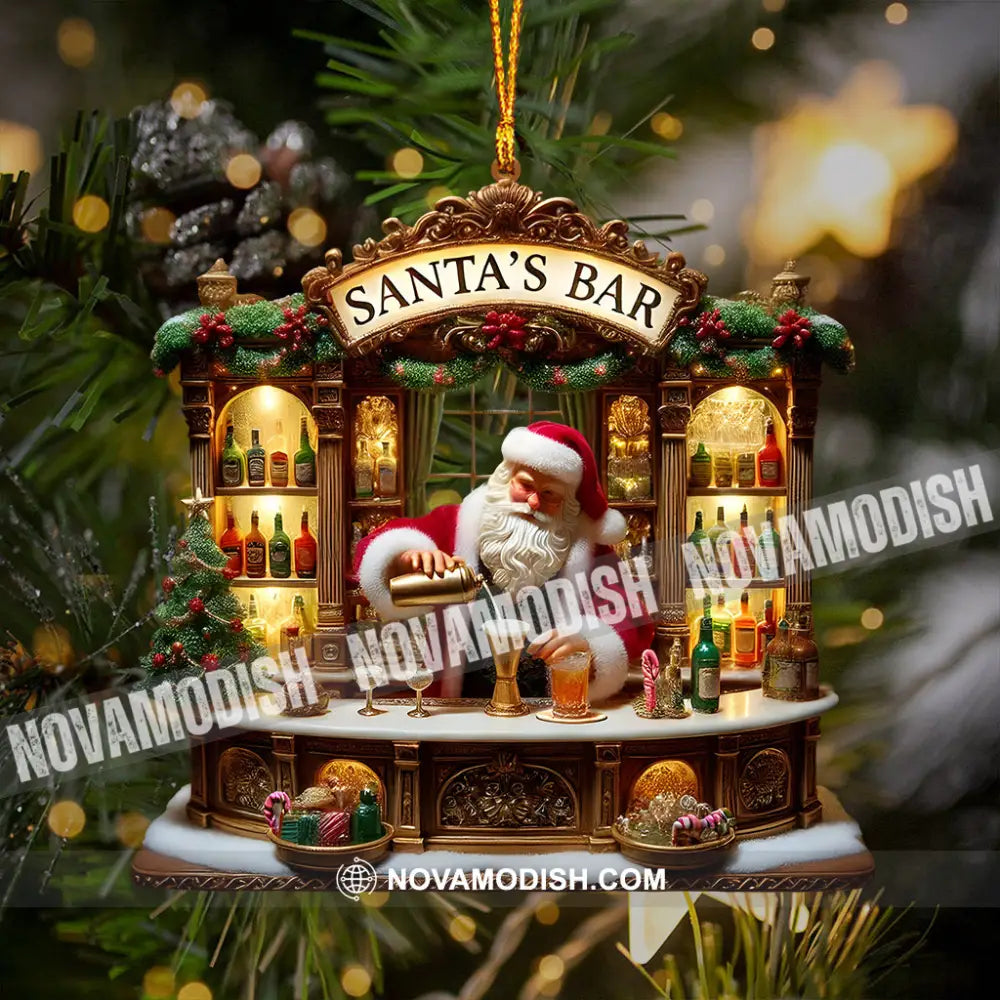 Santa’s Bar Christmas Ornament Personalized