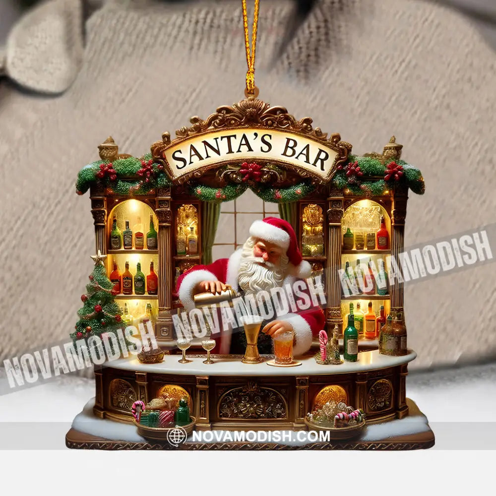 Santa’s Bar Christmas Ornament Personalized