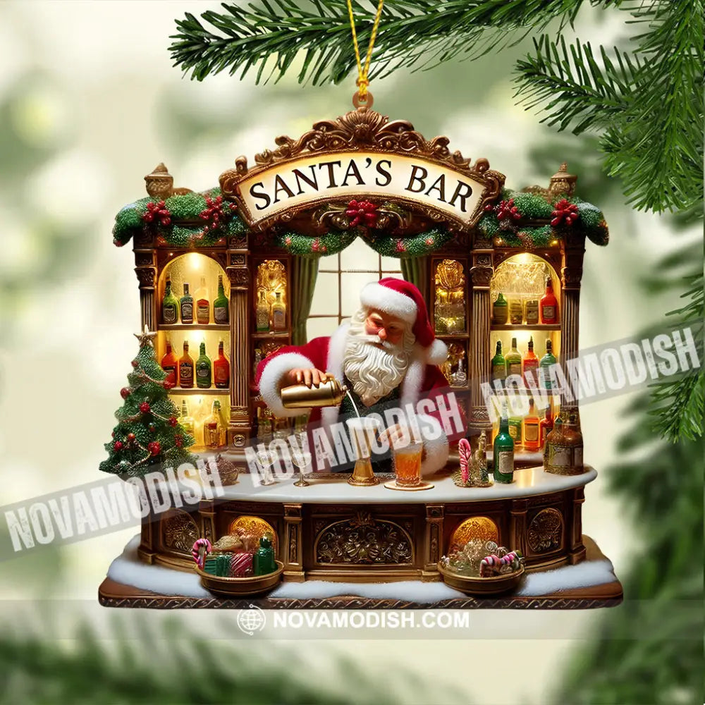 Santa’s Bar Christmas Ornament Personalized