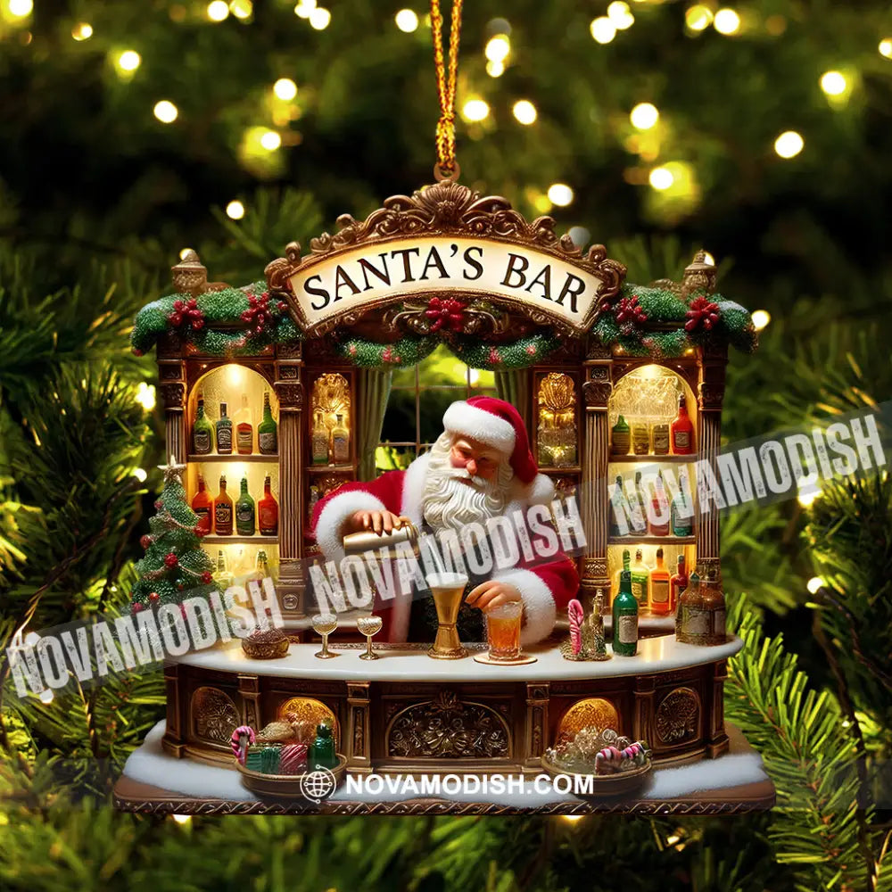 Santa’s Bar Christmas Ornament Personalized