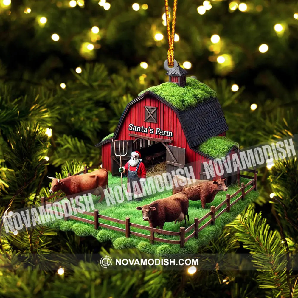 Santa’s Farm Christmas Ornament Personalized