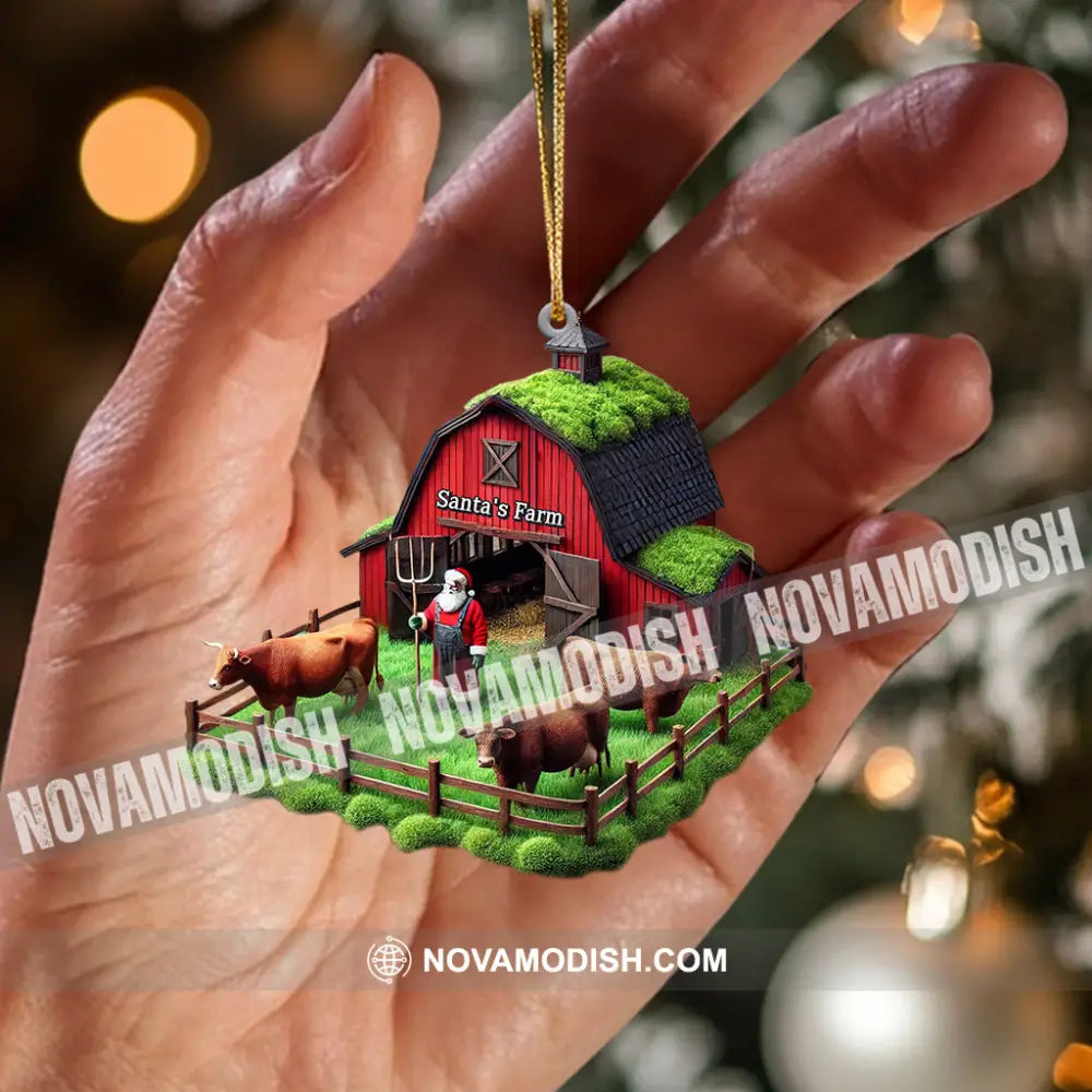 Santa’s Farm Christmas Ornament Personalized