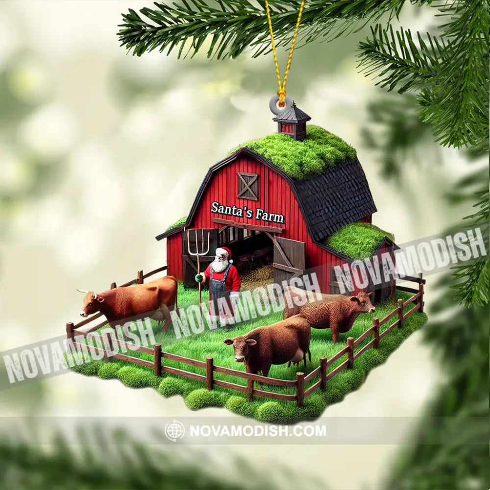 Santa’s Farm Christmas Ornament Personalized