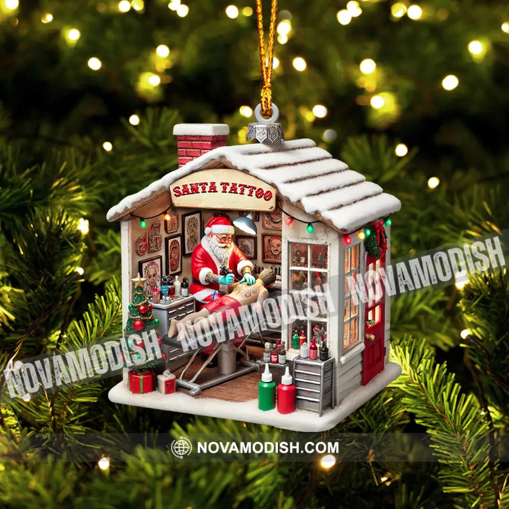 Santa’s Tattoo Christmas Ornament Personalized