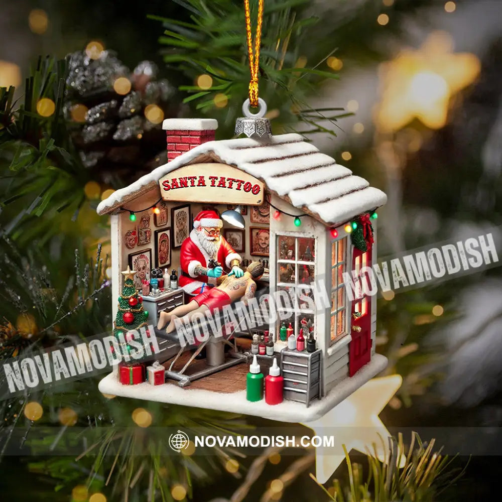 Santa’s Tattoo Christmas Ornament Personalized