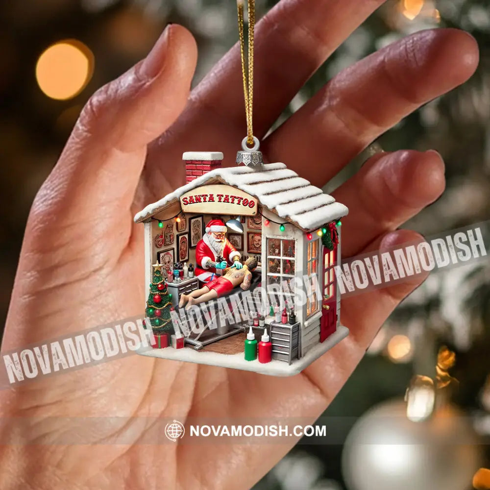 Santa’s Tattoo Christmas Ornament Personalized