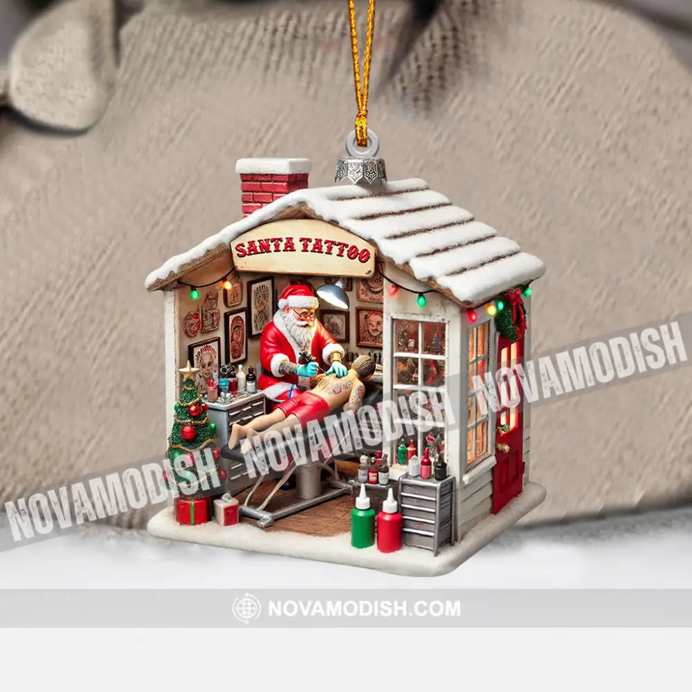 Santa’s Tattoo Christmas Ornament Personalized