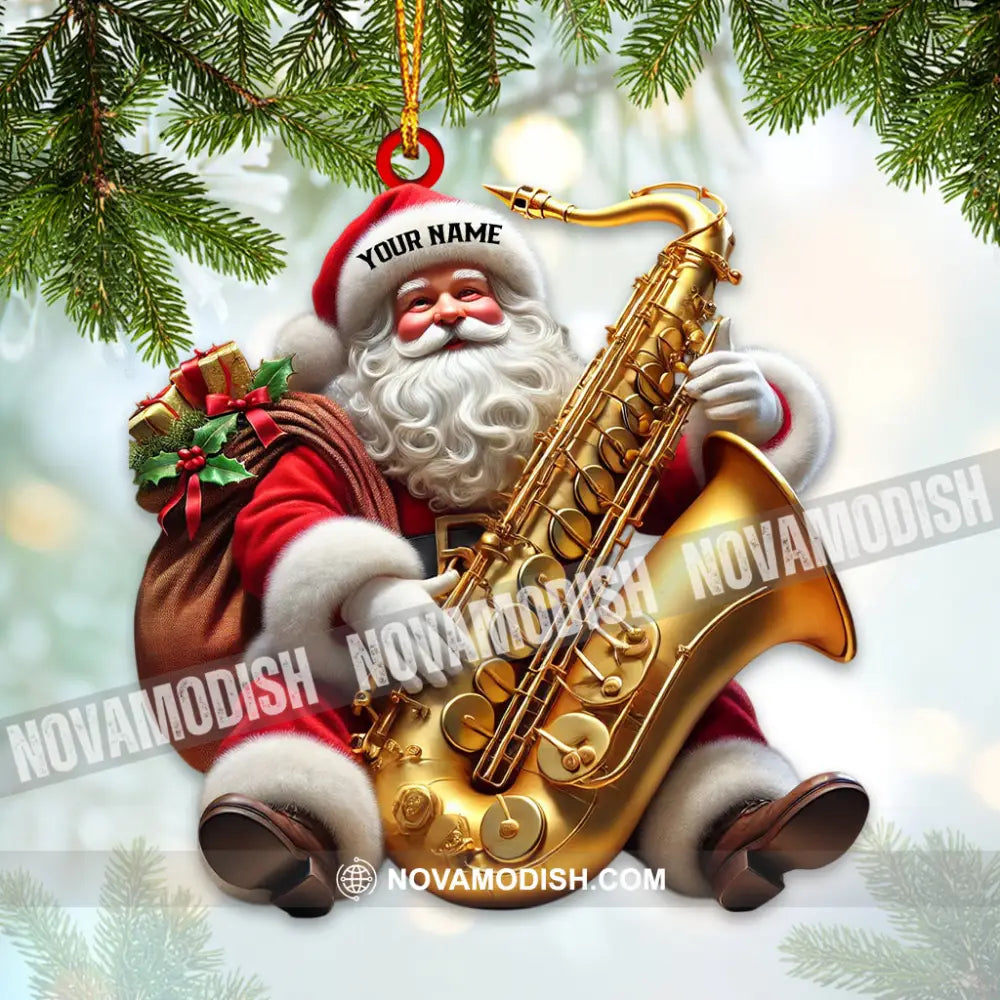 Saxophone Santa Home Decor Christmas Ornament Personalized