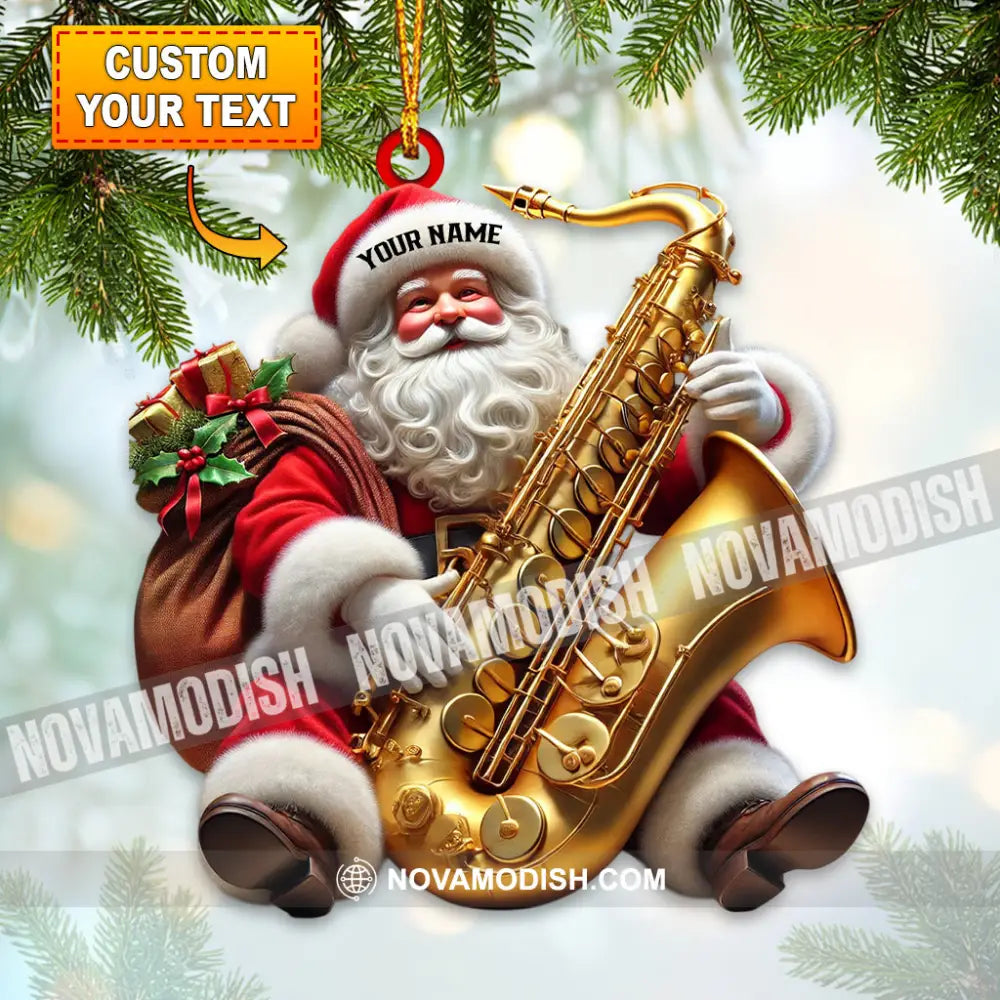 Saxophone Santa Home Decor Christmas Ornament Personalized 3.54’’ / 1