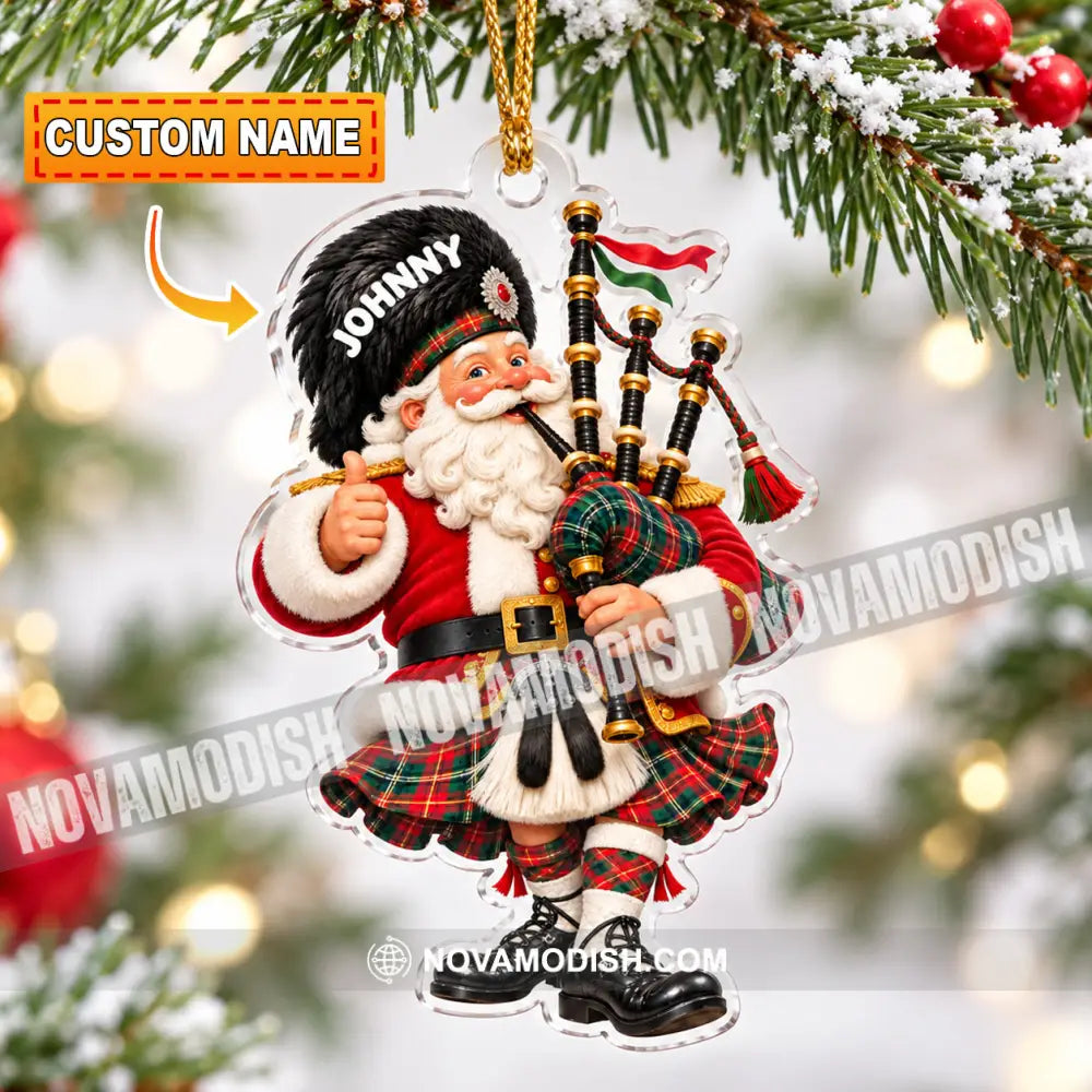 Scottish Bagpiper Santa Home Decor Christmas Ornament Personalized Ornament - 3.54’’ / 1 Ornament - Ornament