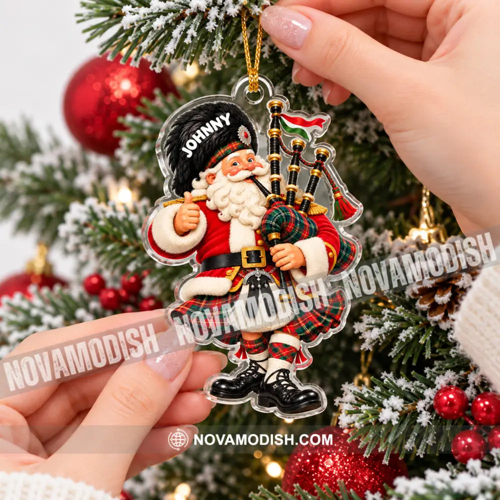 Scottish Bagpiper Santa Home Decor Christmas Ornament Personalized Ornament - Ornament