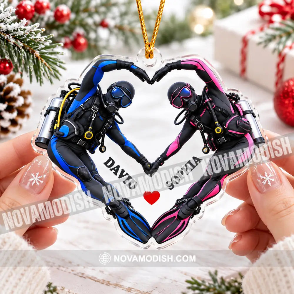 Scuba Diving Couple Home Decor Christmas Ornament Personalized Ornament - Ornament
