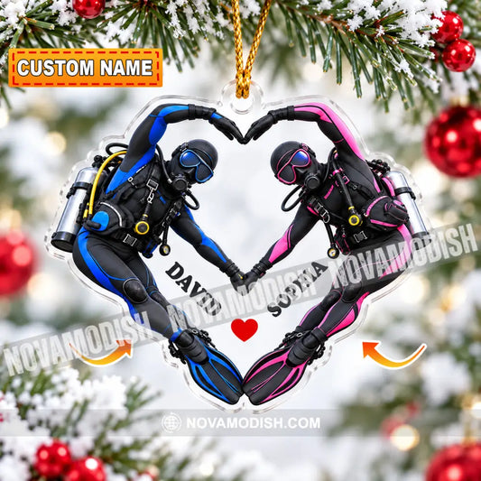 Scuba Diving Couple Home Decor Christmas Ornament Personalized Ornament - 3.54’’ / 1 Ornament - Ornament