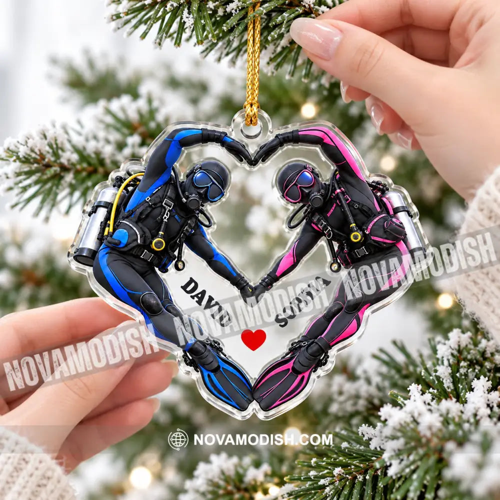 Scuba Diving Couple Home Decor Christmas Ornament Personalized Ornament - Ornament