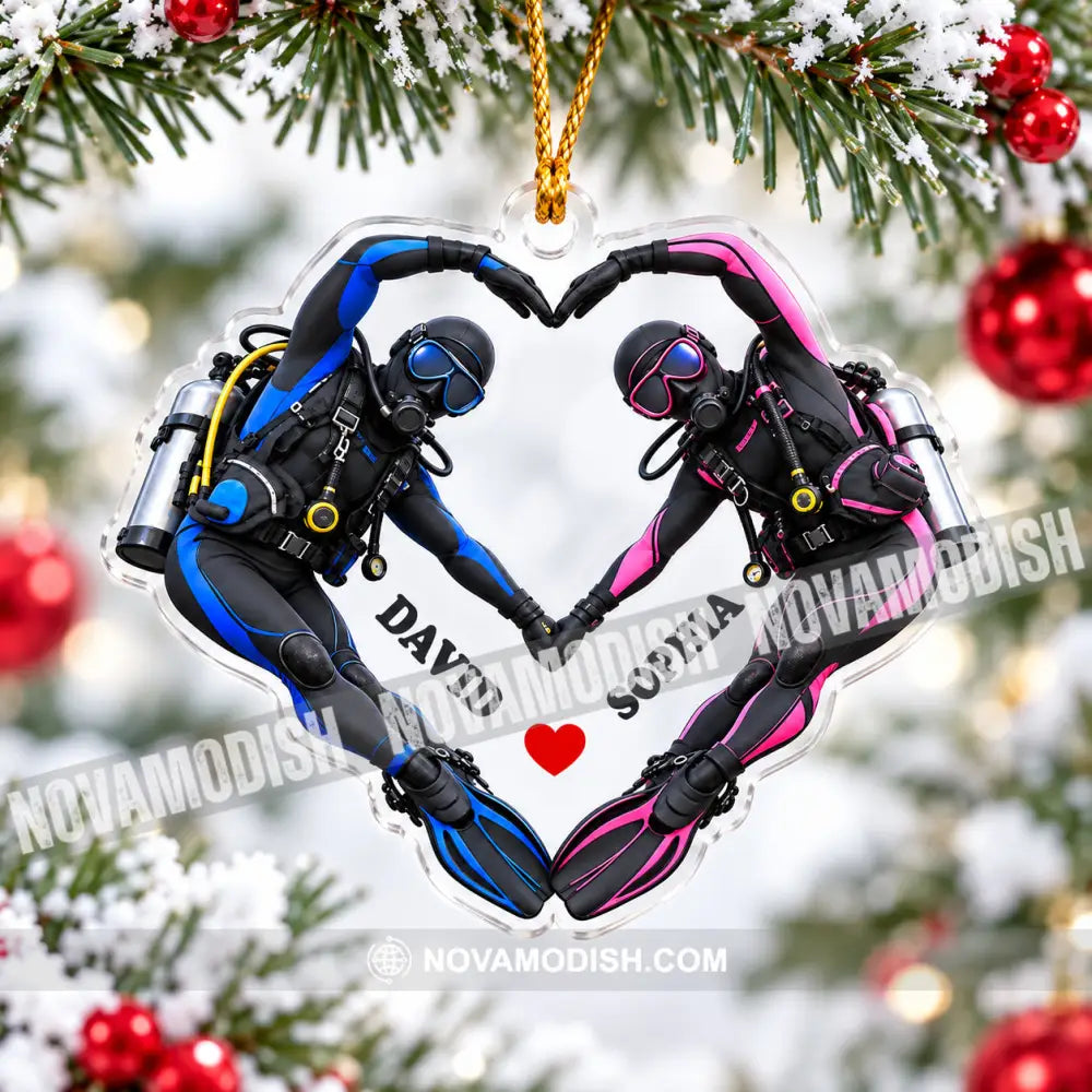 Scuba Diving Couple Home Decor Christmas Ornament Personalized Ornament - Ornament