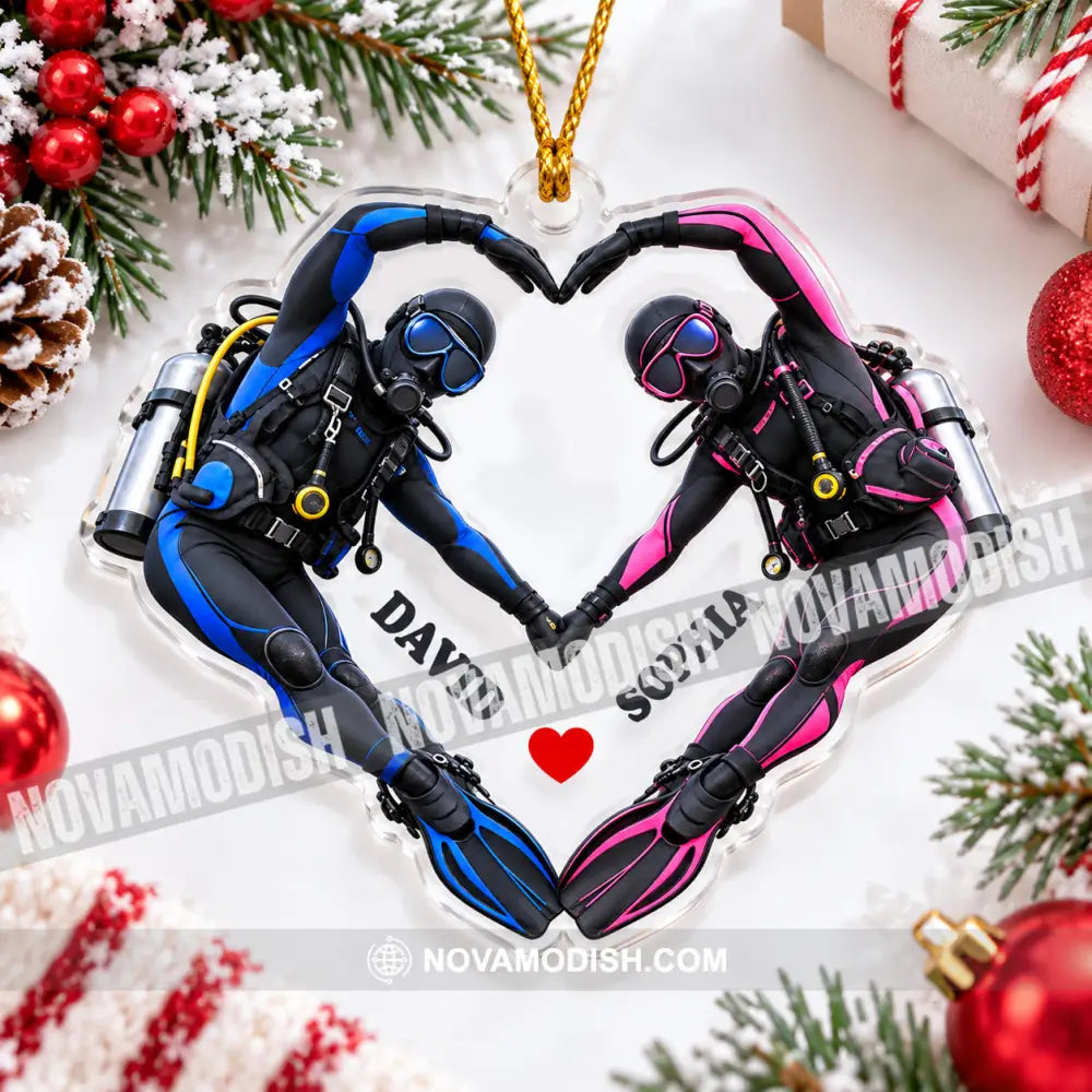 Scuba Diving Couple Home Decor Christmas Ornament Personalized Ornament - Ornament