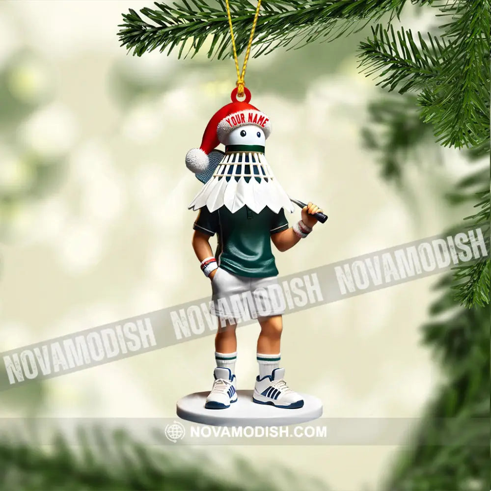 Shuttlecock Badminton Christmas Ornament Personalized