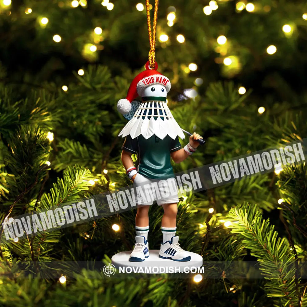 Shuttlecock Badminton Christmas Ornament Personalized