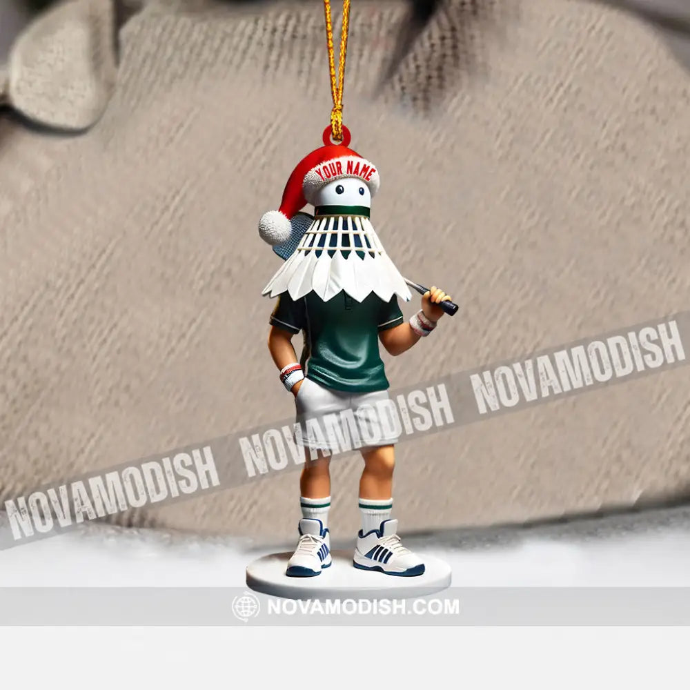 Shuttlecock Badminton Christmas Ornament Personalized