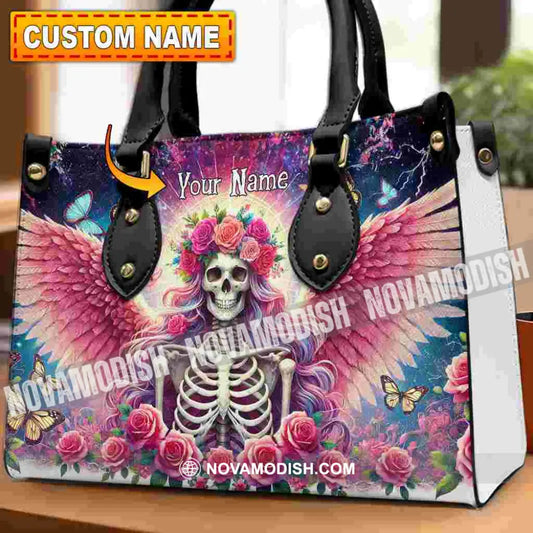 Skull Lady Evil Personalized Leather Handbag Medium / Pu