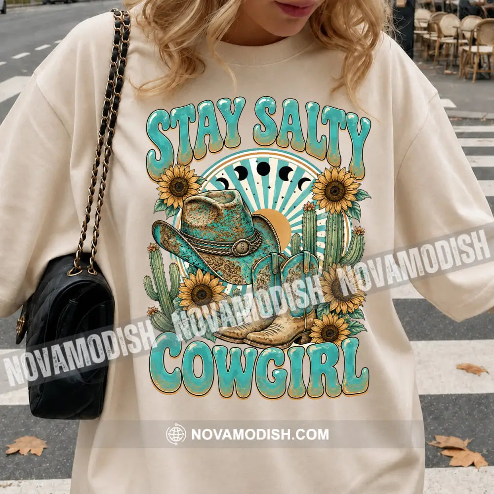 Stay Salty Cowgirl Cute T-Shirt Cute Collectible Gift - Classic Tee/Unisex Tee / Beige / S - Apparel
