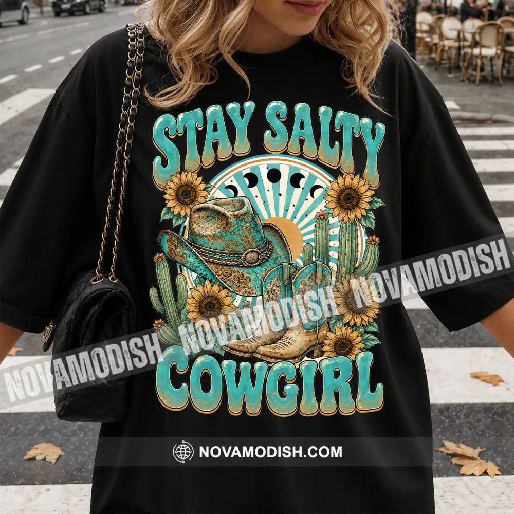 Stay Salty Cowgirl Cute T-Shirt Cute Collectible Gift - Classic Tee/Unisex Tee / Black / S - Apparel
