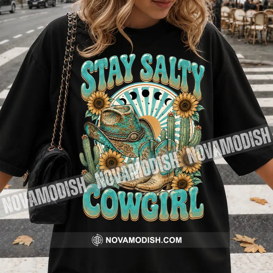 Stay Salty Cowgirl Cute T-Shirt Cute Collectible Gift - Classic Tee/Unisex Tee / Black / S - Apparel