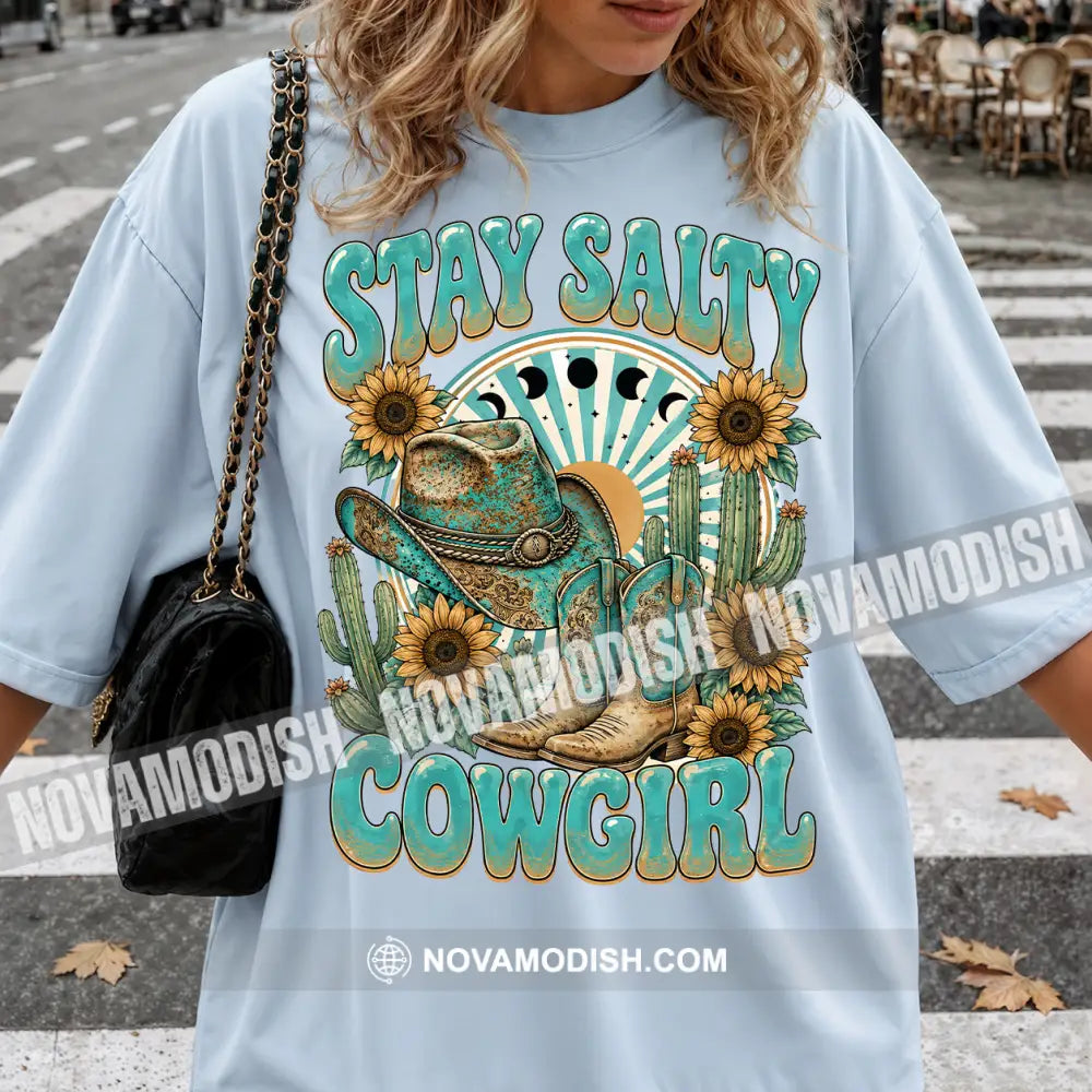 Stay Salty Cowgirl Cute T-Shirt Cute Collectible Gift - Classic Tee/Unisex Tee / Light Blue / S - Apparel