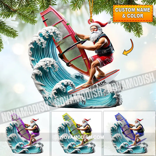 Surfing Santa Christmas Ornament Personalized 3.54’’ / 1