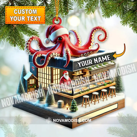 Octopus Santa Bar Home Decor Christmas Ornament Personalized 3.54’’ / 1