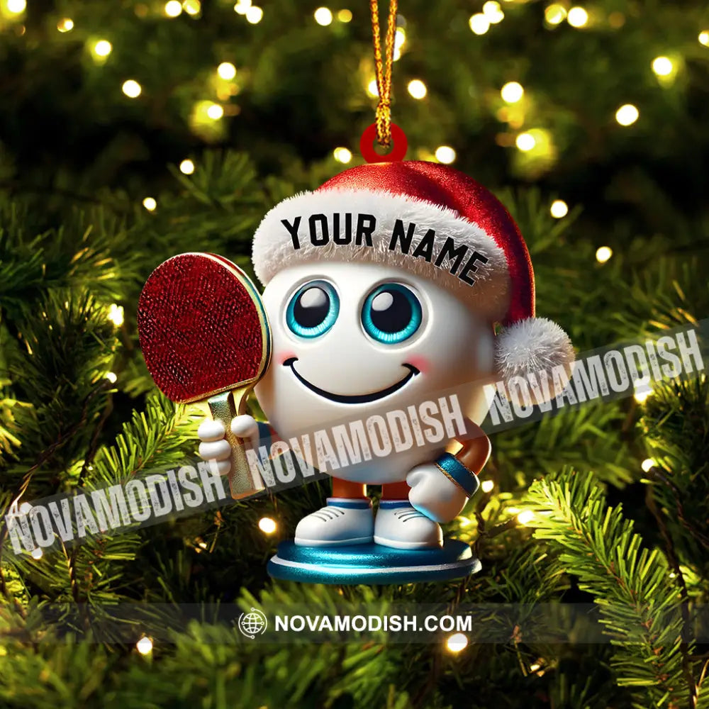 Table Tennis Racket And Ball Home Decor Christmas Ornament Personalized