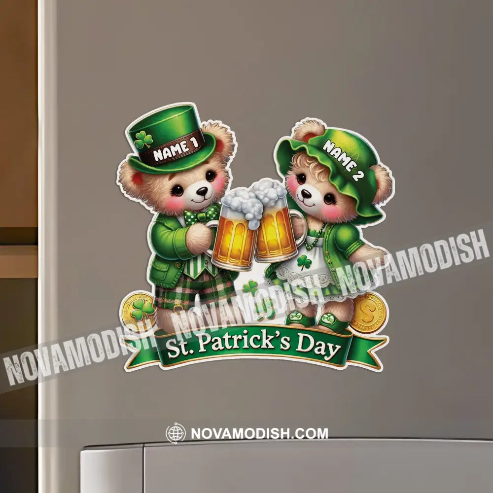 Teddy Couple St.patrick’s Day Fridge Magnet - Personalized 3.54’’ / 1 Piece