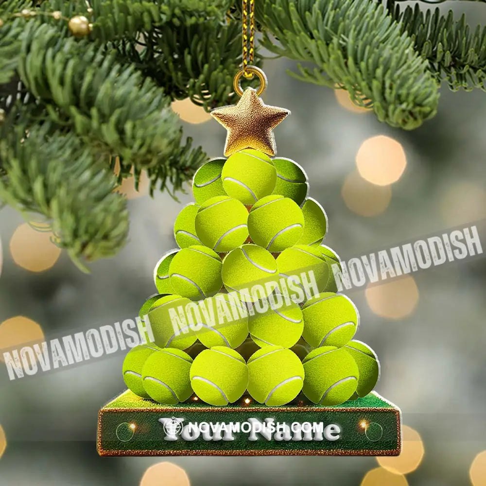 Tennis Ball Tree Christmas Ornament Personalized