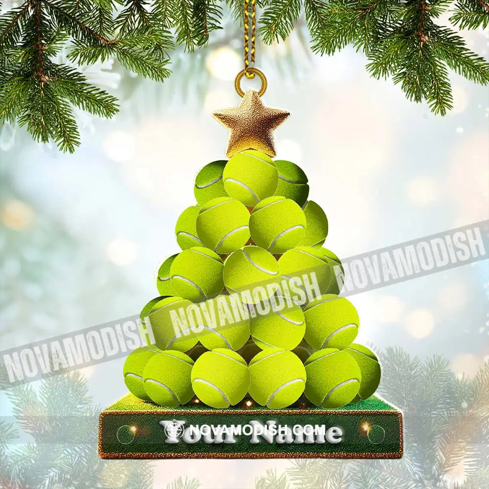 Tennis Ball Tree Christmas Ornament Personalized