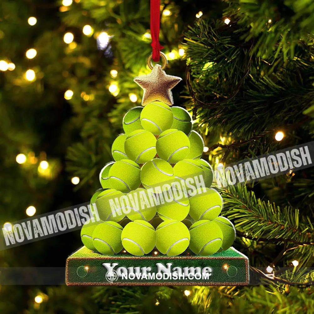 Tennis Ball Tree Christmas Ornament Personalized